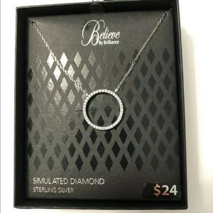 Necklace, Sterling Silver w/Simulated Diamond